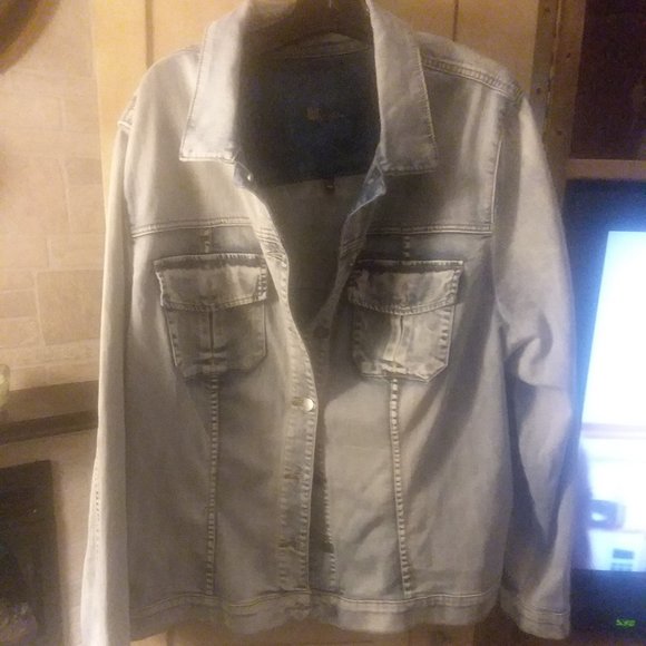 Faded blue jean jacket by KUT from the cloth , plus size - Picture 1 of 6